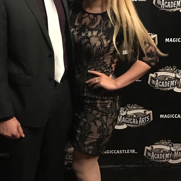 Adrianna Papell black lace nude dress - Picture 5 of 5